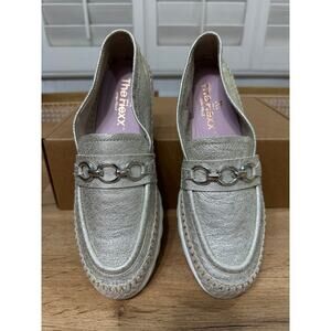 The Flexx Vera Pelle Loafers Metallic Texture Silver Horsebit Size 6 Pre-Loved